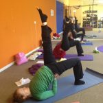 Bridge pose, yoga class with Leigh McLellan. Inner Peace Hatha Yoga.